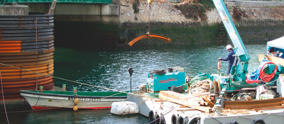 台船+クラブクレーン